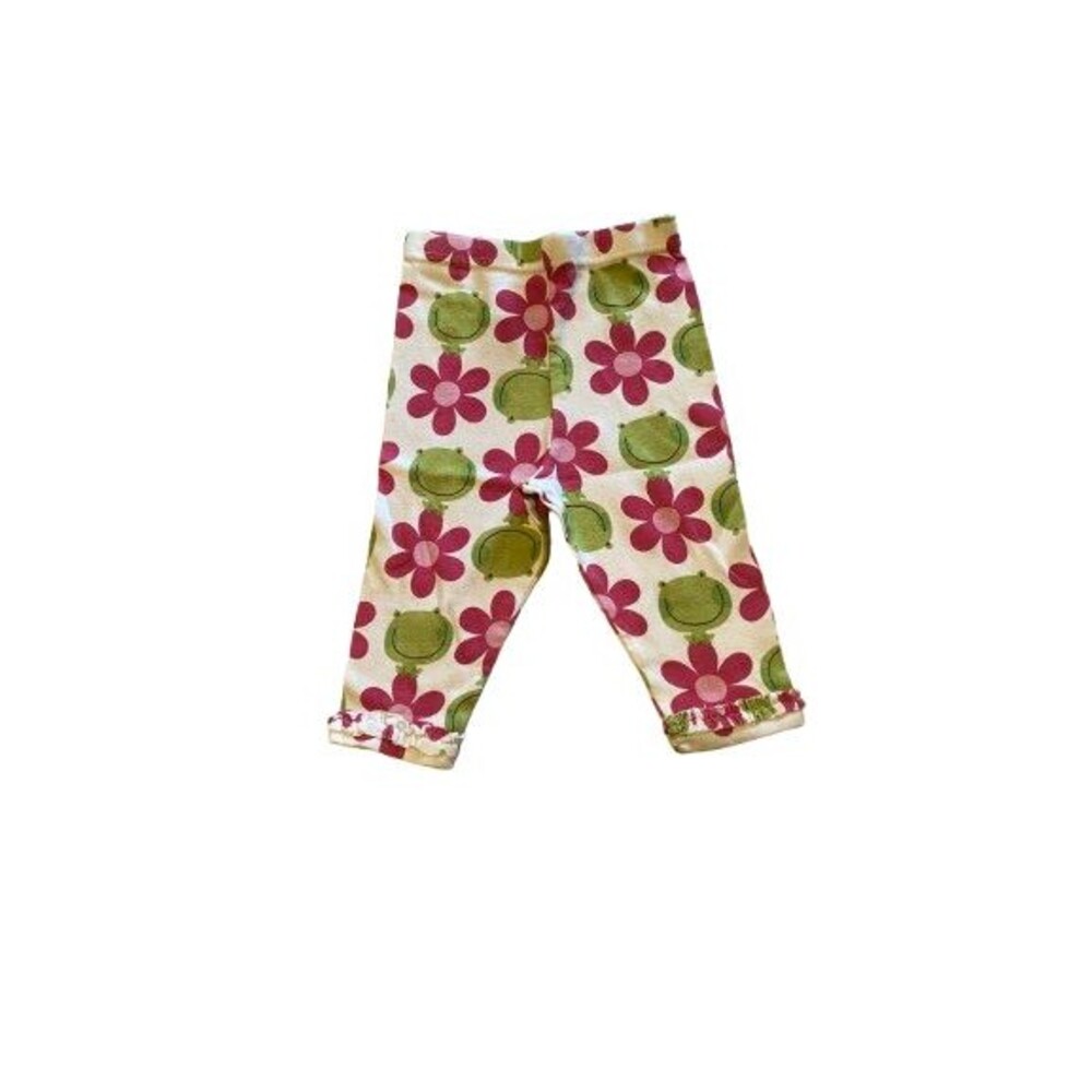 Gerber Infant Pants Size 3 - 6 Months Girls Pink Flowers Green Frogs Ruffle
